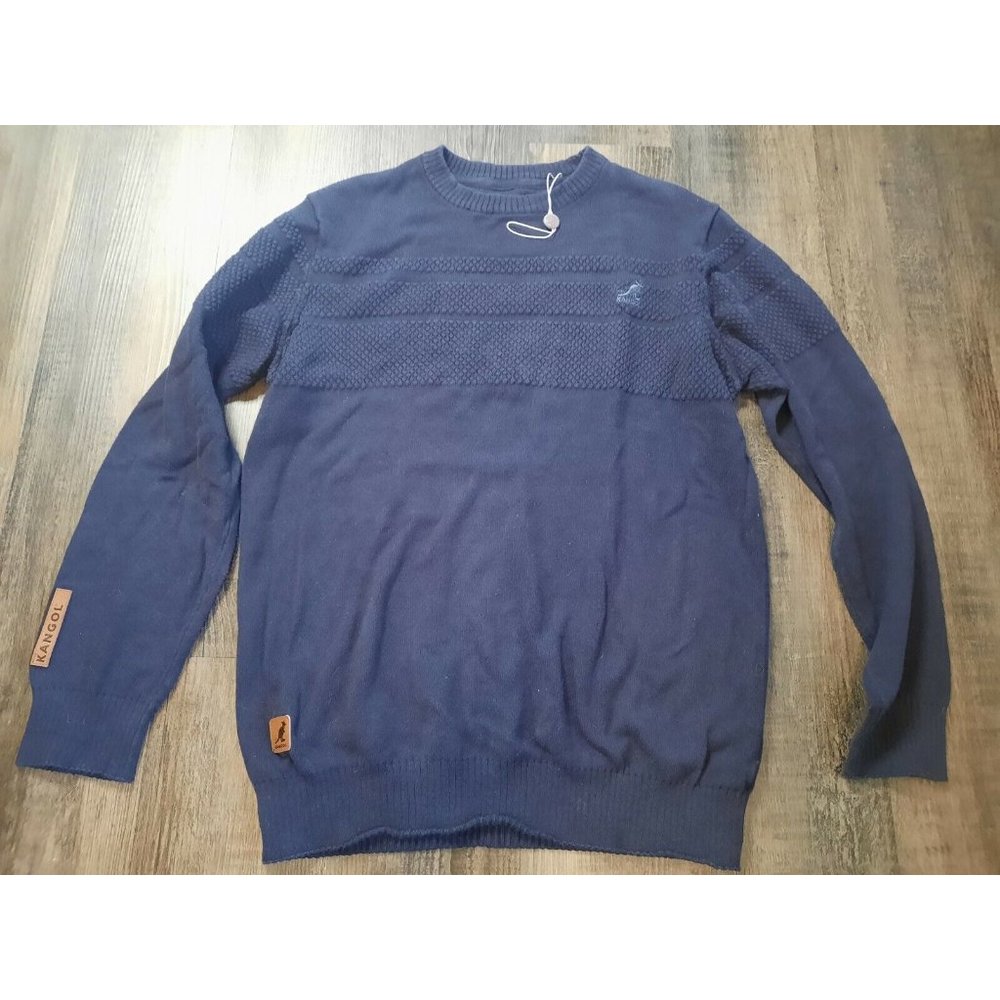 Men's Medium Kangol Pullover Sweater Sweatshirt cotton Long Sleeve Blue